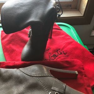 Christian Louboutin grey chunk heel boots